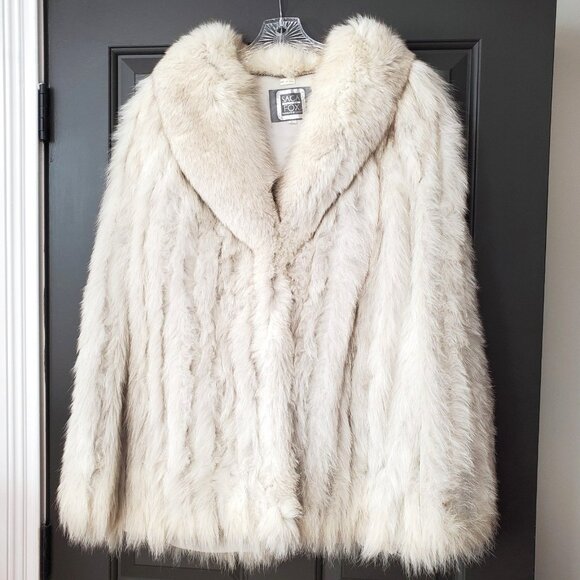 Vintage Saga Fox Silver Tag Fox Fur Coat Size L Great Condition Korea Natural - Picture 1 of 16